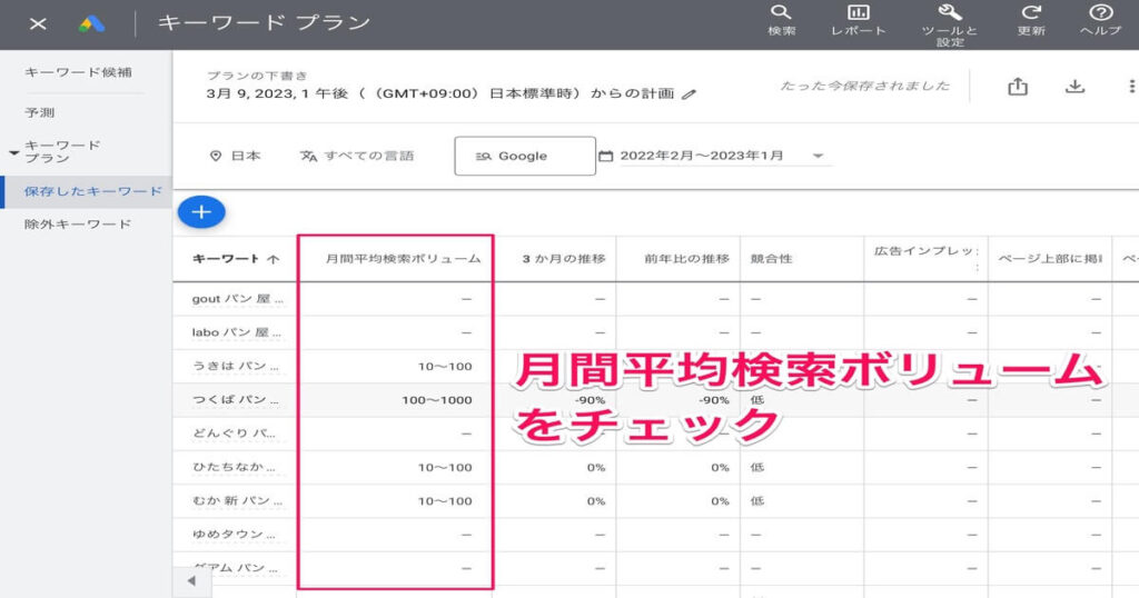 キーワードプランナー 使い方